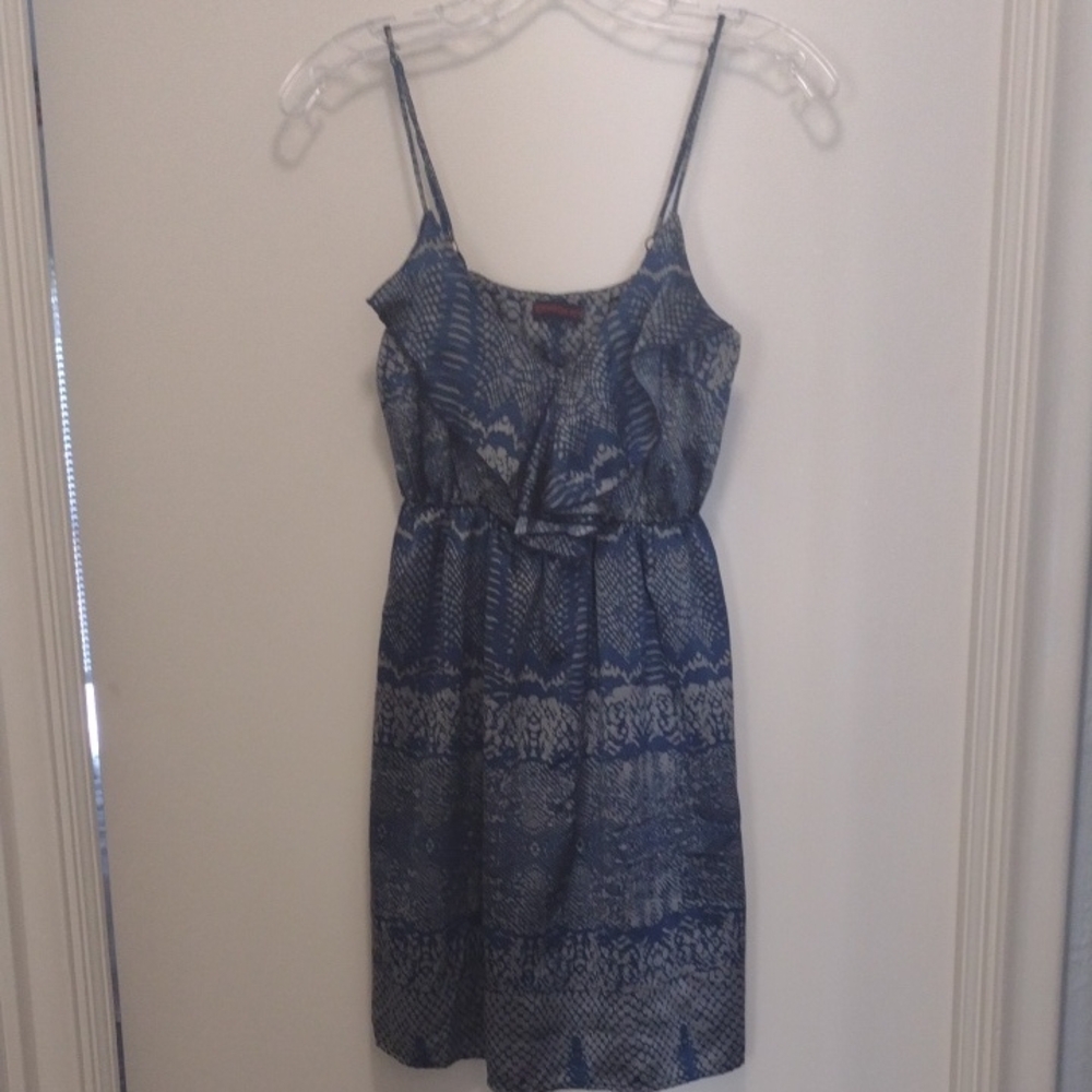 Crimson Ivy Blue Patterned Spaghetti Strap Dress (J483)